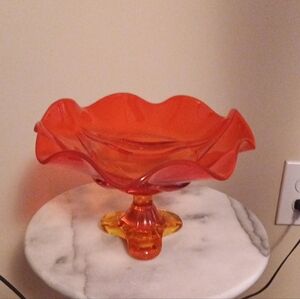 Vibrant Orange Glass Art Bowl